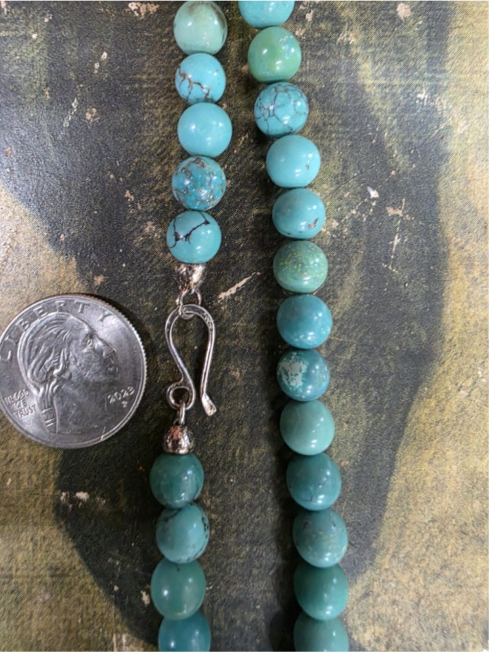 Jay King DTR Turquoise 3ft Necklace 925 Ster Silver Simgle Strand Beaded 68g 82 - Picture 2 of 5